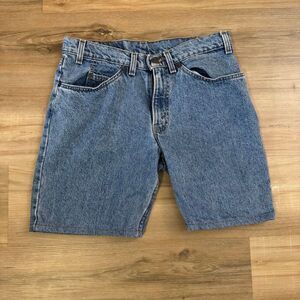 Levi’s 550 Denim Jean Shorts Size 33 Classic Zip Up Fly Relaxed Fit Orange Tab